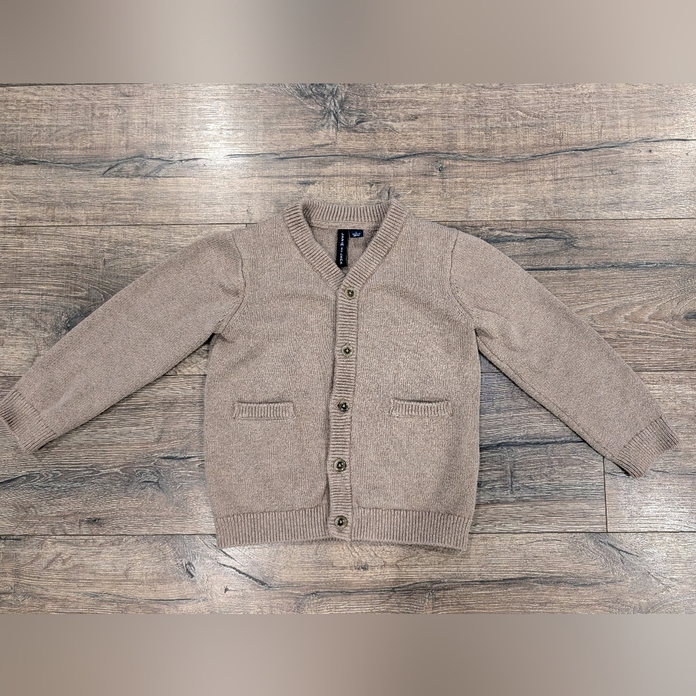 Janie & Jack 4T Sweater Knit Cardigan Neutral Taupe Tan Button Up Toddler Boy
